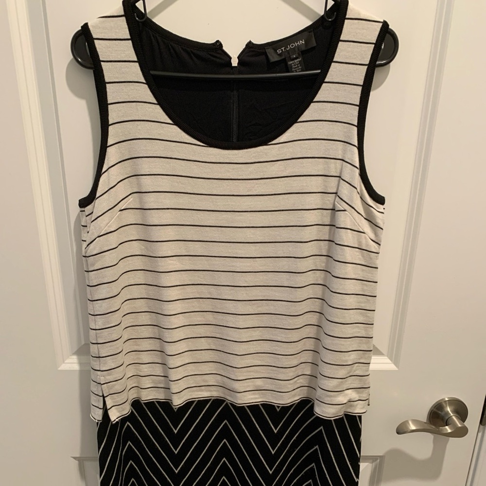 St. John Black and White Striped Tank Top